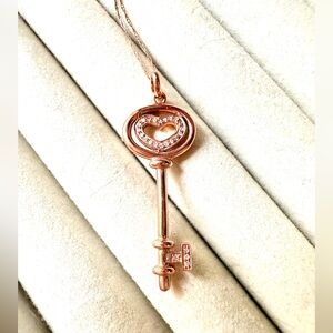 10K Rose gold key necklace with diamonds